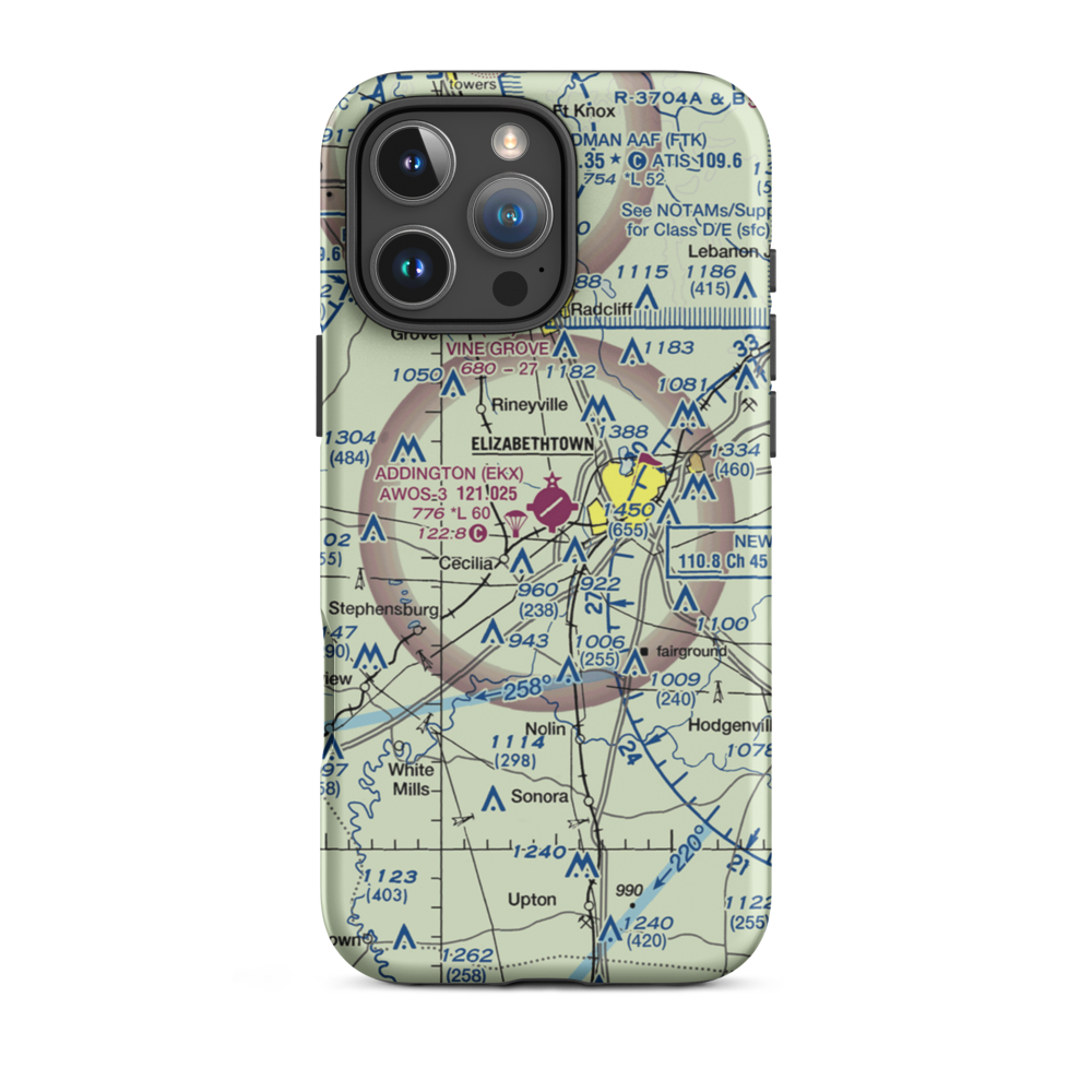Addington Field (EKX) VFR Sectional  Tough iPhone Case iPhone 16 Pro Max model shown