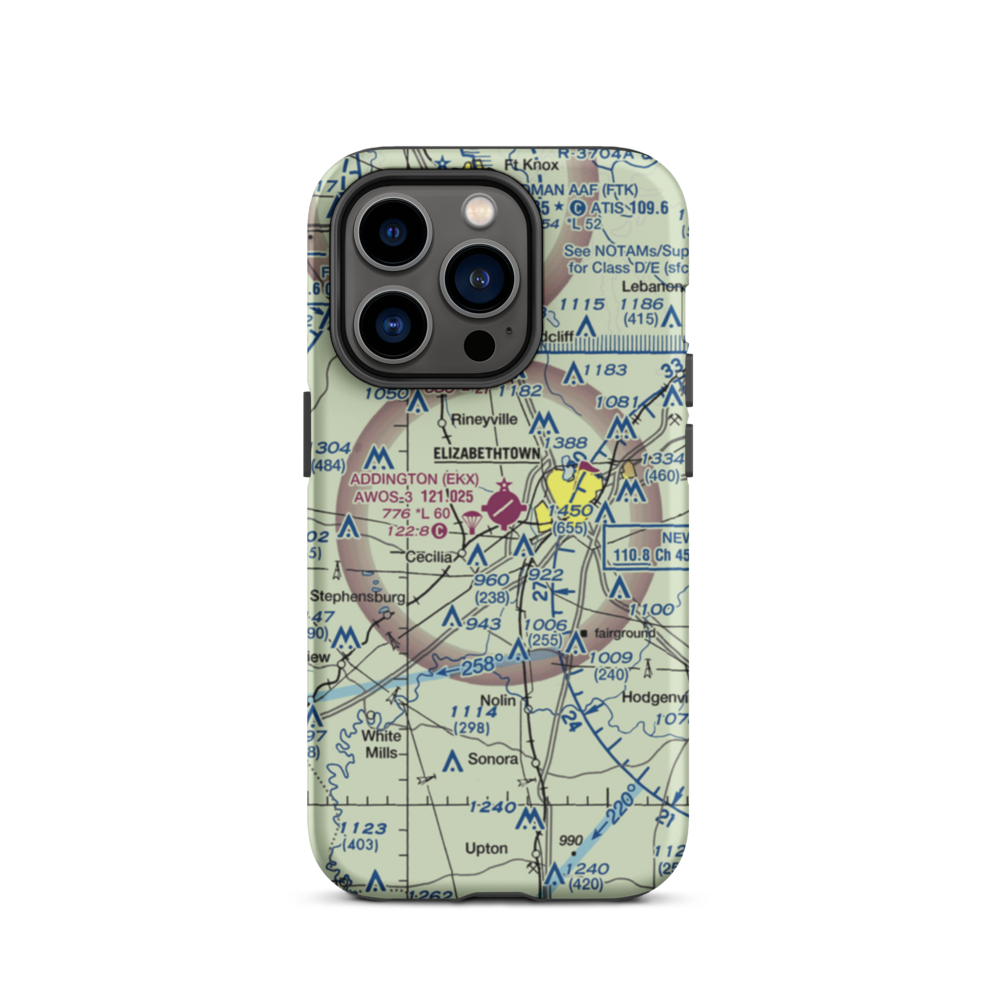Addington Field (EKX) VFR Sectional  Tough iPhone Case iPhone 14 Pro model shown