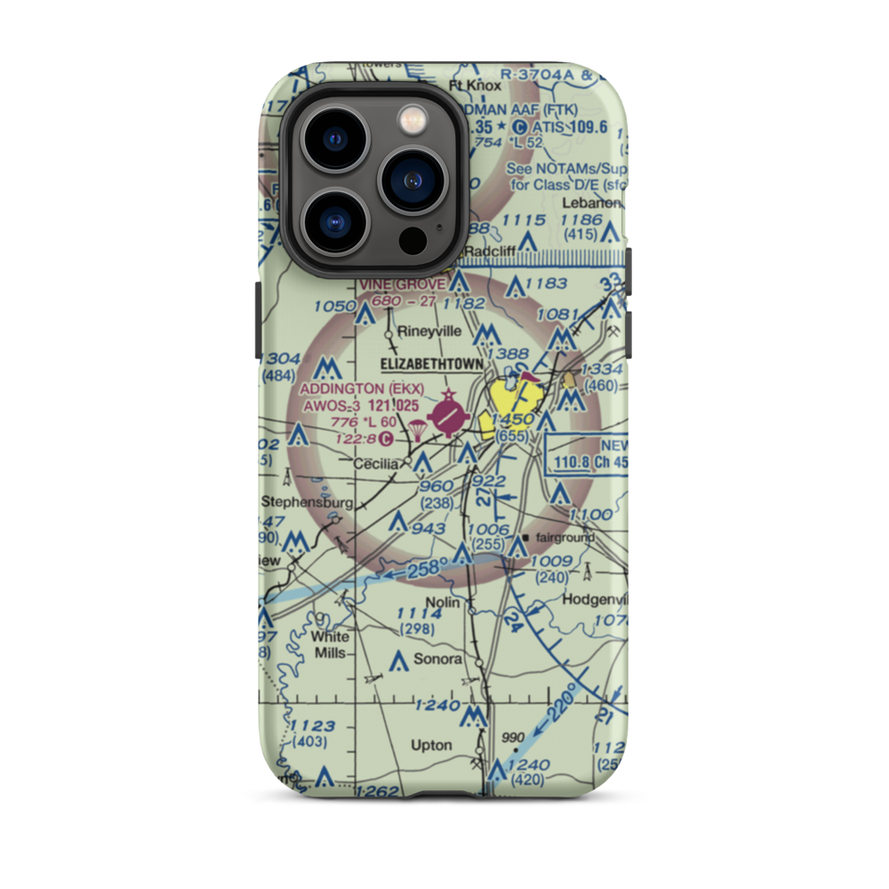 Addington Field (EKX) VFR Sectional  Tough iPhone Case iPhone 14 Pro Max model shown
