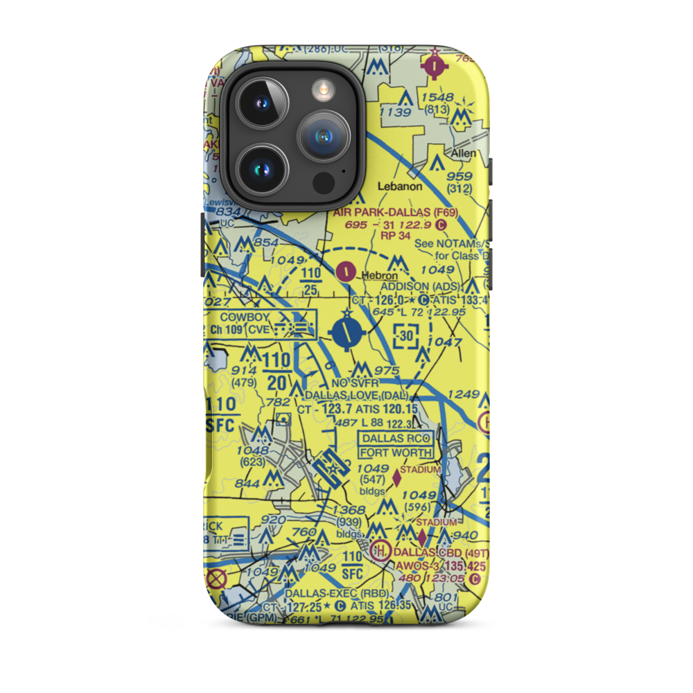 Addison Airport (ADS) VFR Sectional  Tough iPhone Case iPhone 16 Pro Max model shown