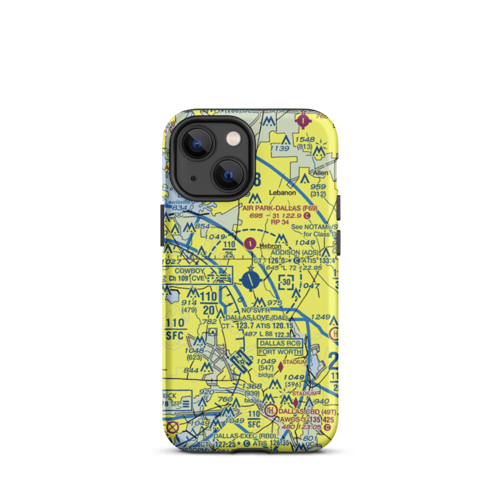 Addison Airport (ADS) VFR Sectional  Tough iPhone Case iPhone 13 mini model shown