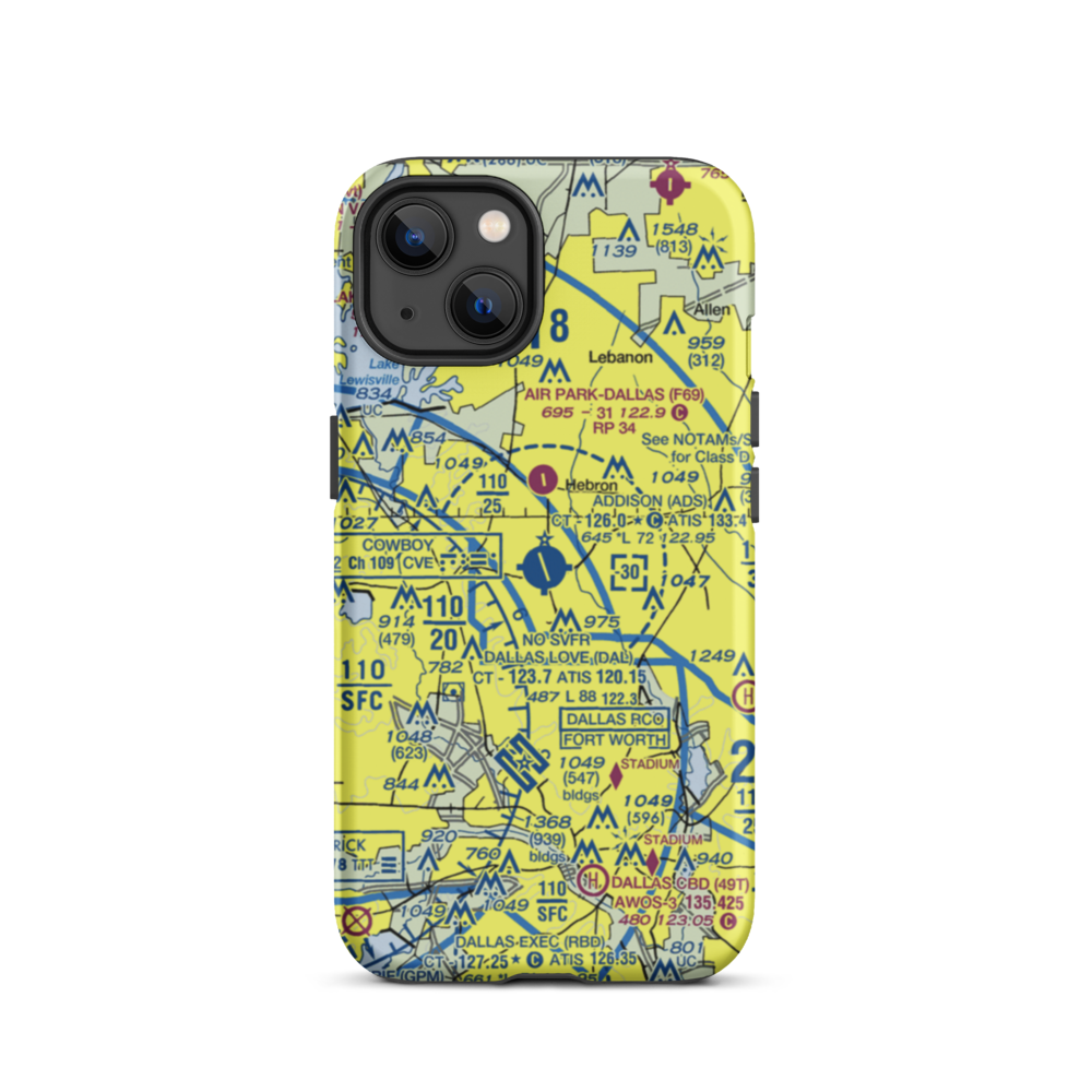 Addison Airport (ADS) VFR Sectional  Tough iPhone Case iPhone 13 model shown