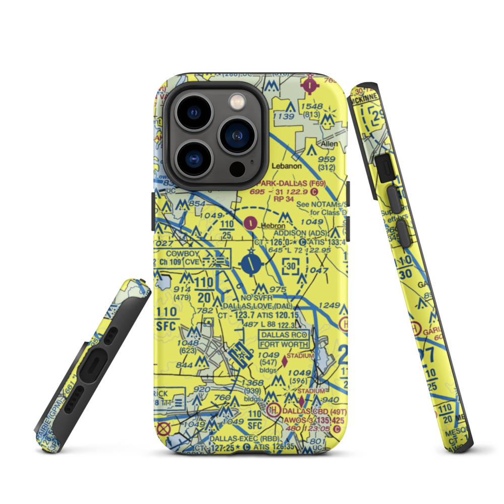 Addison Airport (ADS) VFR Sectional  Tough iPhone Case iPhone 13 Pro model shown