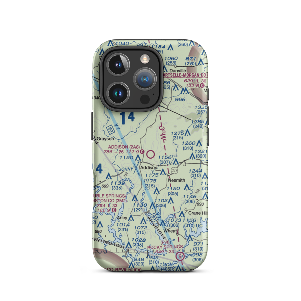 Addison Municipal Airport (2A8) VFR Sectional  Tough iPhone Case iPhone 16 Pro model shown