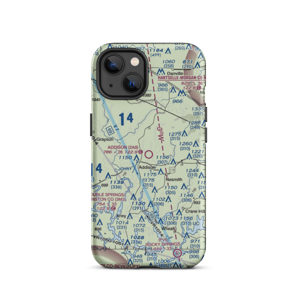 Addison Municipal Airport (2A8) VFR Sectional  Tough iPhone Case iPhone 13 model shown