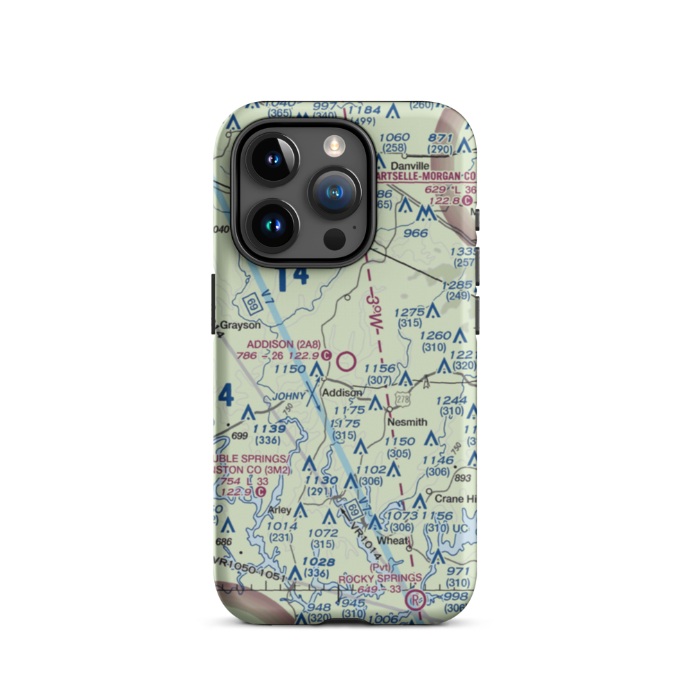 Addison Municipal Airport (2A8) VFR Sectional  Tough iPhone Case iPhone 15 Pro model shown