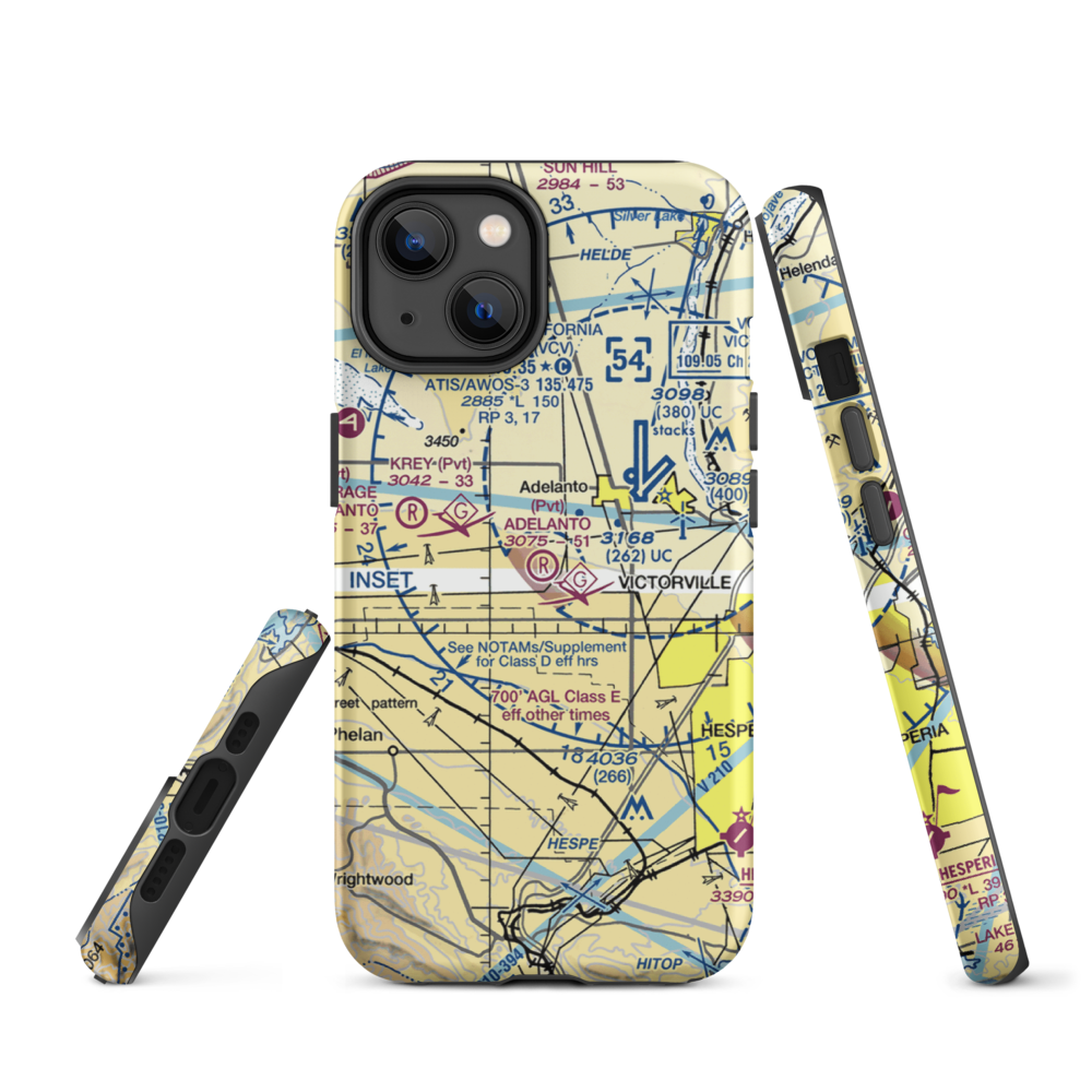 Adelanto Airport (52CL) VFR Sectional  Tough iPhone Case iPhone 14 model shown