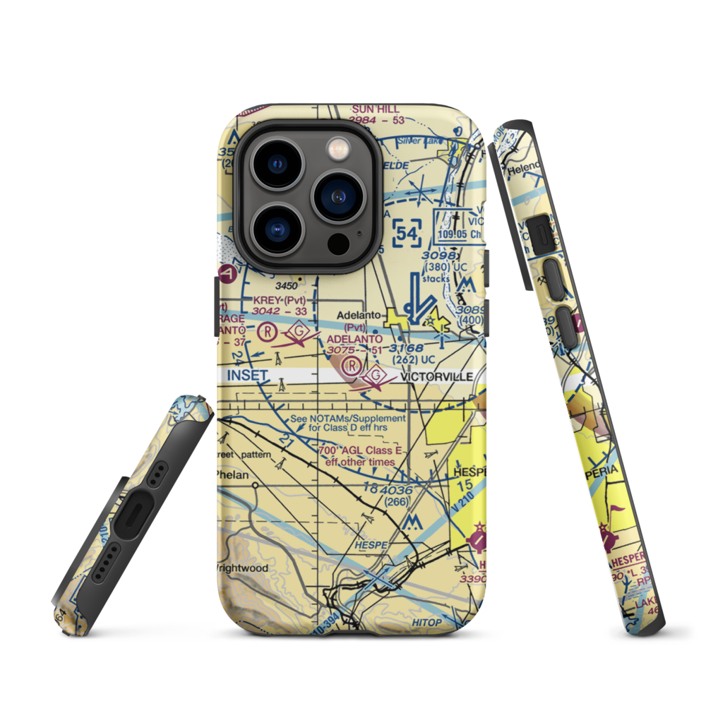 Adelanto Airport (52CL) VFR Sectional  Tough iPhone Case iPhone 14 Pro model shown