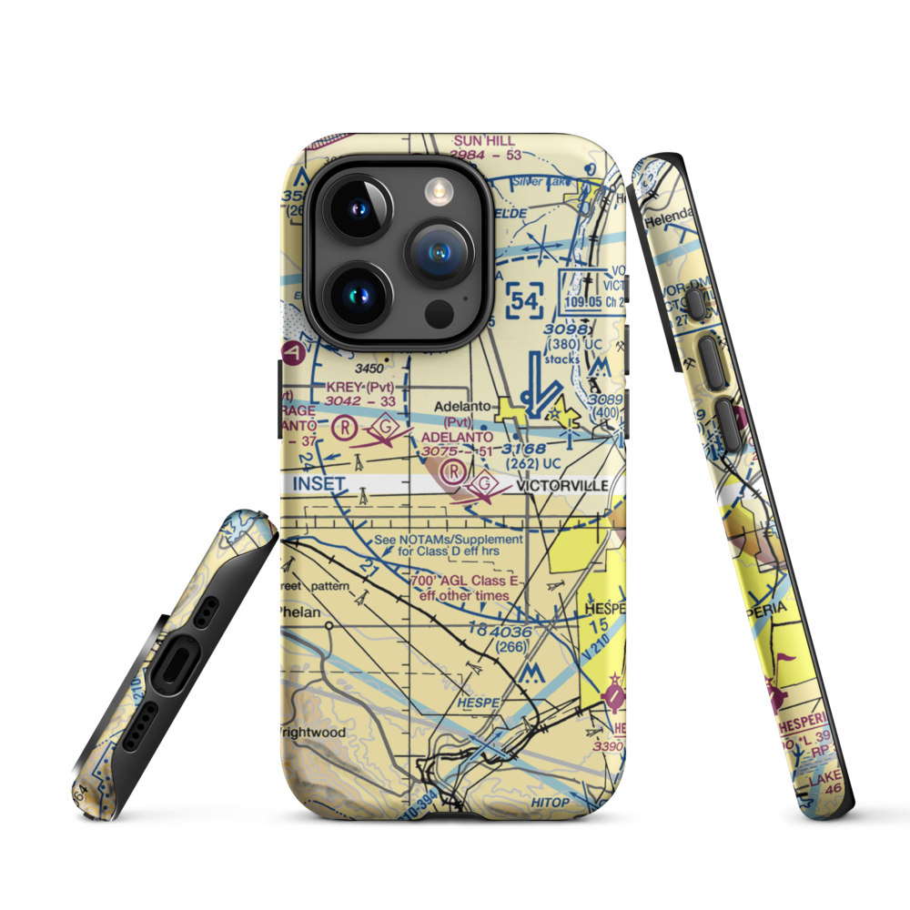 Adelanto Airport (52CL) VFR Sectional  Tough iPhone Case iPhone 15 Pro model shown