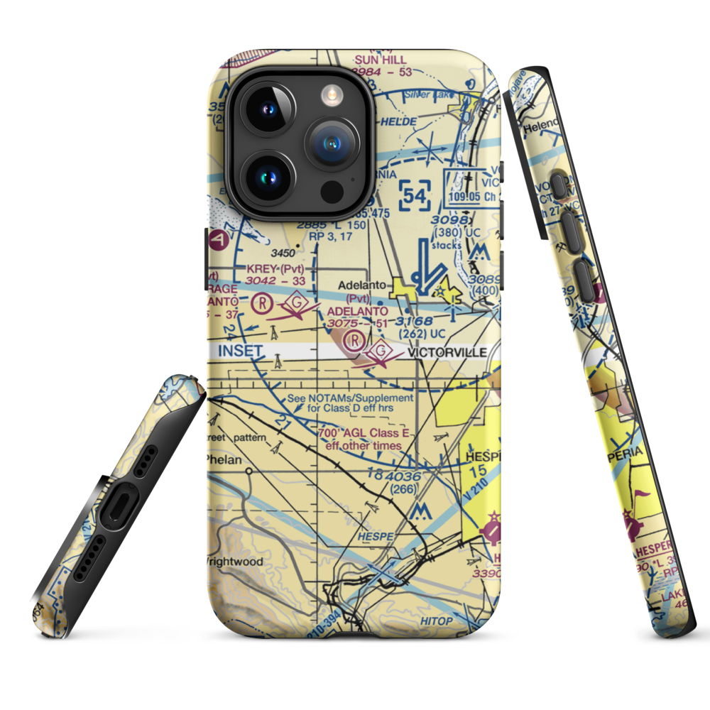 Adelanto Airport (52CL) VFR Sectional  Tough iPhone Case iPhone 15 Pro Max model shown