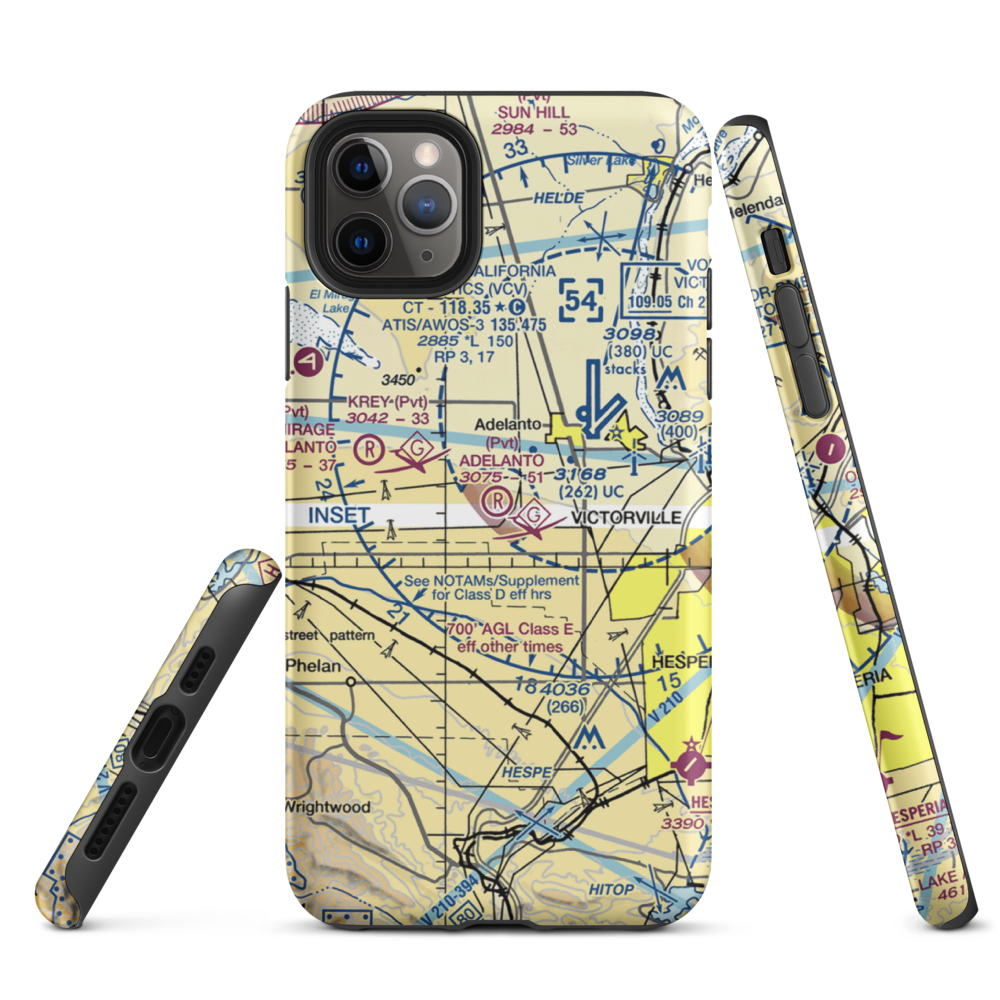 Adelanto Airport (52CL) VFR Sectional  Tough iPhone Case iPhone 11 Pro Max model shown
