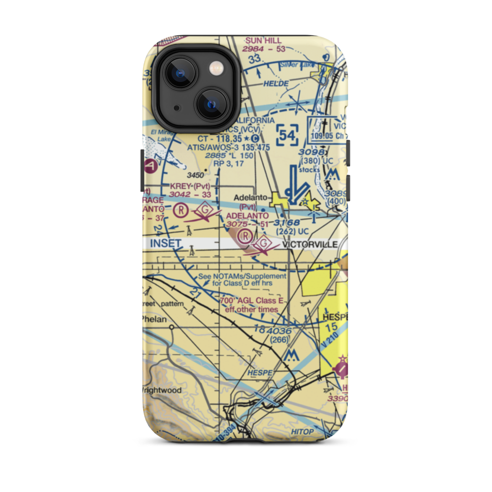 Adelanto Airport (52CL) VFR Sectional  Tough iPhone Case iPhone 14 Plus model shown
