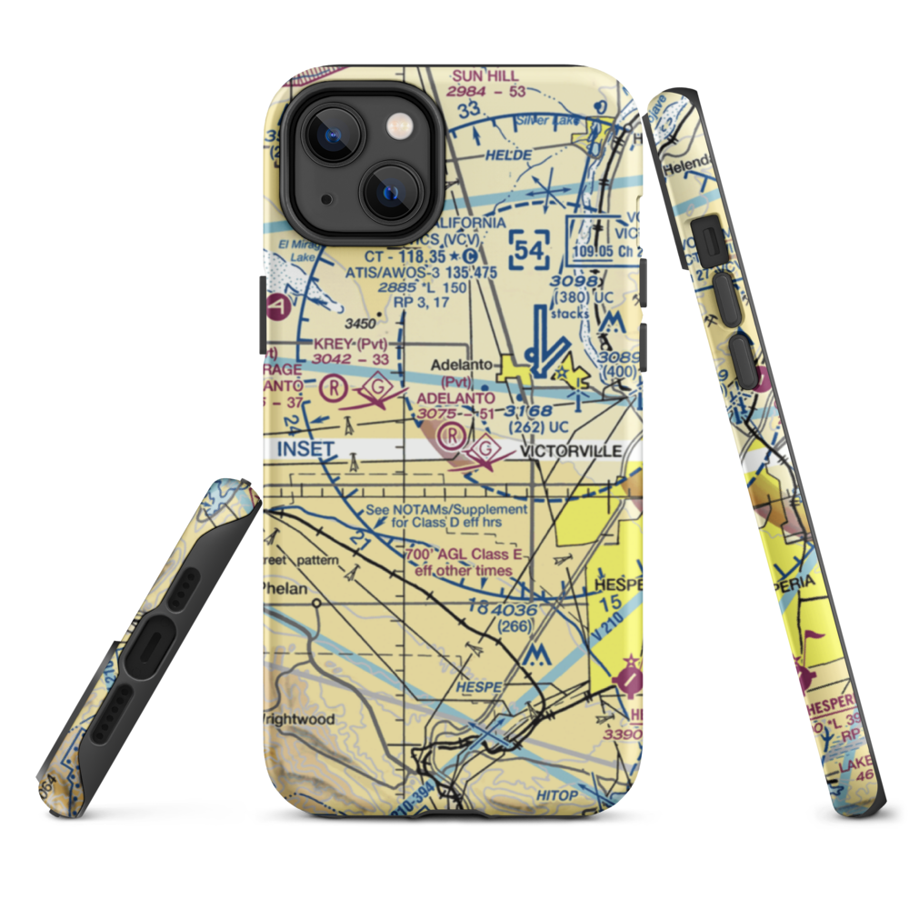 Adelanto Airport (52CL) VFR Sectional  Tough iPhone Case iPhone 14 Plus model shown