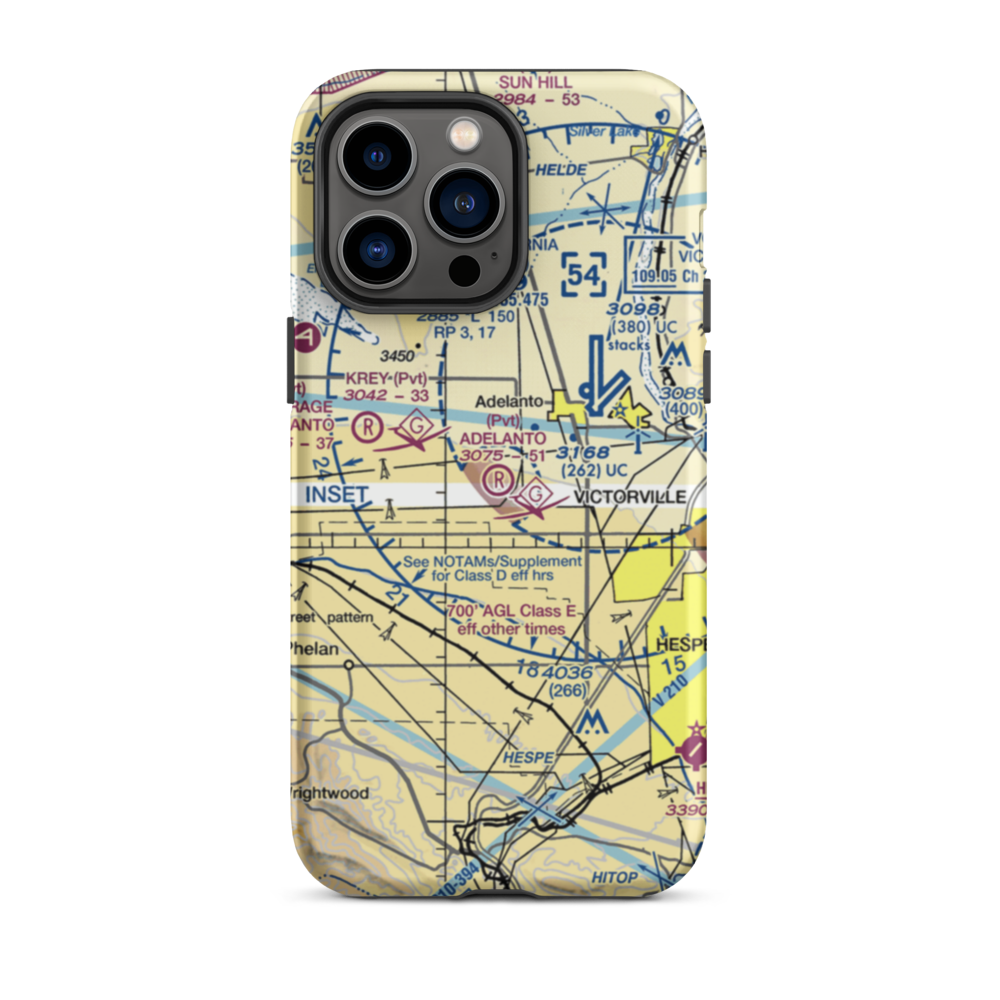 Adelanto Airport (52CL) VFR Sectional  Tough iPhone Case iPhone 14 Pro Max model shown