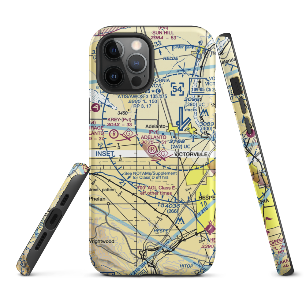 Adelanto Airport (52CL) VFR Sectional  Tough iPhone Case iPhone 12 Pro Max model shown
