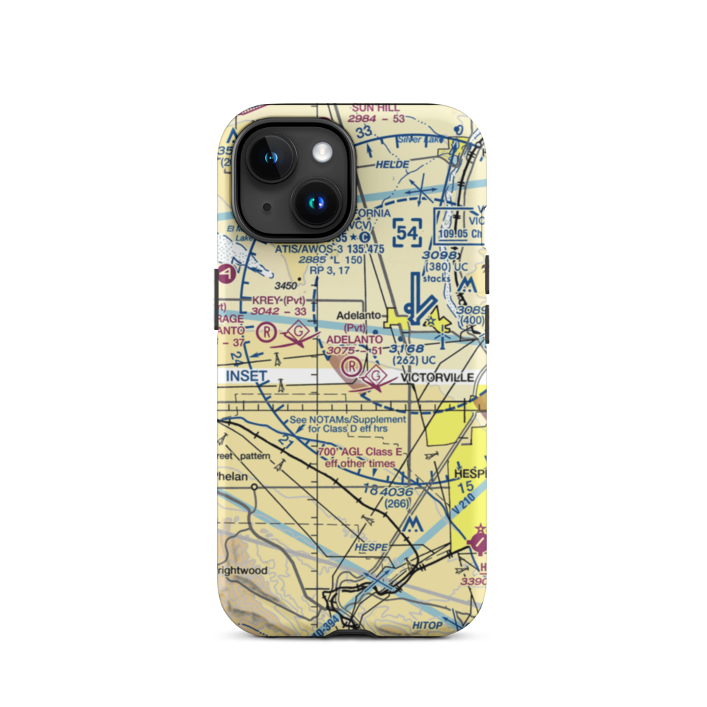 Adelanto Airport (52CL) VFR Sectional  Tough iPhone Case iPhone 15 model shown