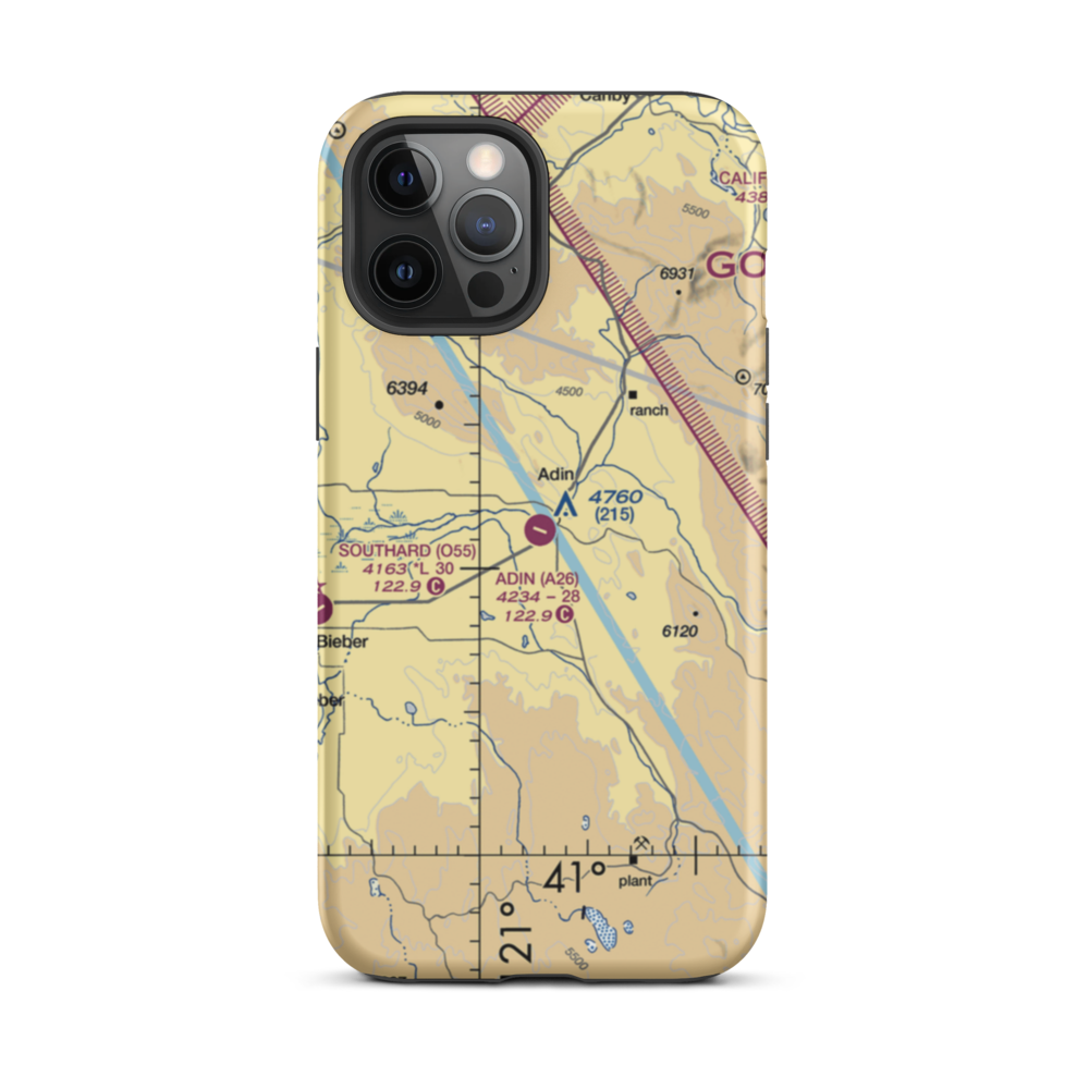Adin Airport (A26) VFR Sectional  Tough iPhone Case iPhone 12 Pro Max model shown