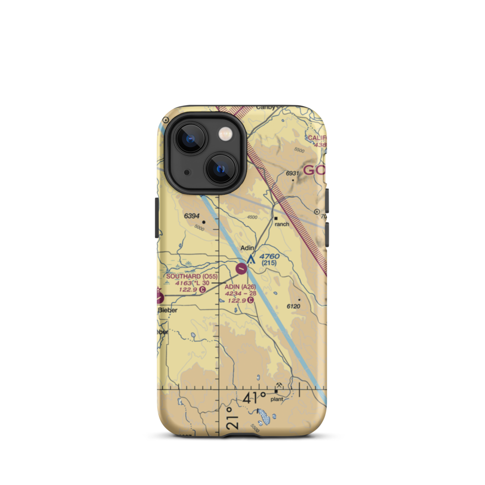 Adin Airport (A26) VFR Sectional  Tough iPhone Case iPhone 13 mini model shown