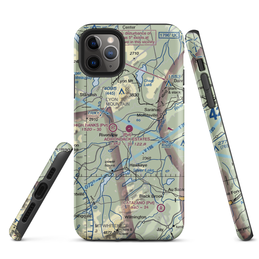 Adirondack Airpark Estates Airport (NY17) VFR Sectional  Tough iPhone Case iPhone 11 Pro Max model shown