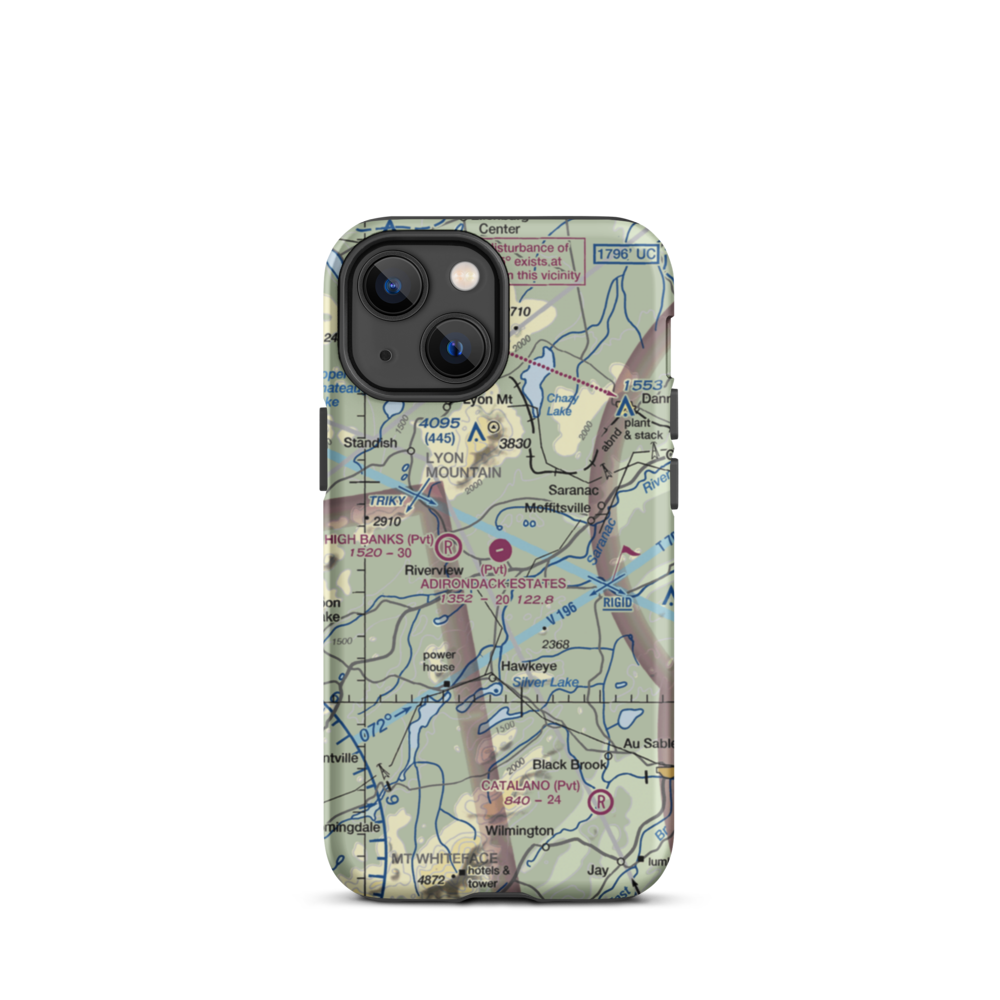 Adirondack Airpark Estates Airport (NY17) VFR Sectional  Tough iPhone Case iPhone 13 mini model shown