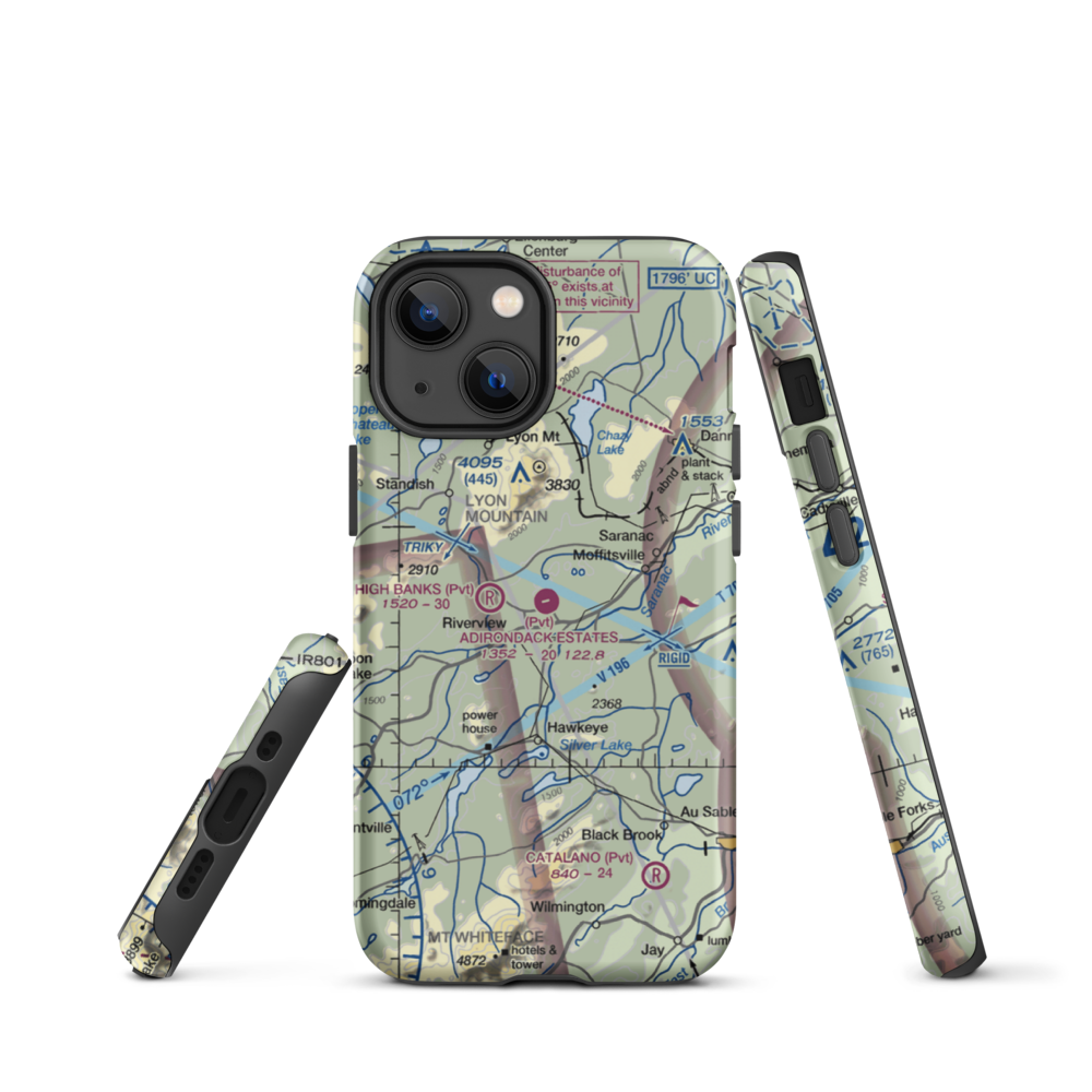Adirondack Airpark Estates Airport (NY17) VFR Sectional  Tough iPhone Case iPhone 13 mini model shown