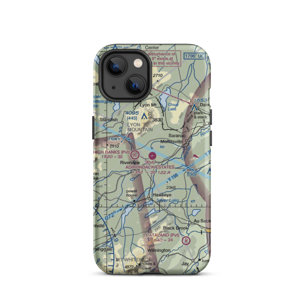 Adirondack Airpark Estates Airport (NY17) VFR Sectional  Tough iPhone Case iPhone 13 model shown