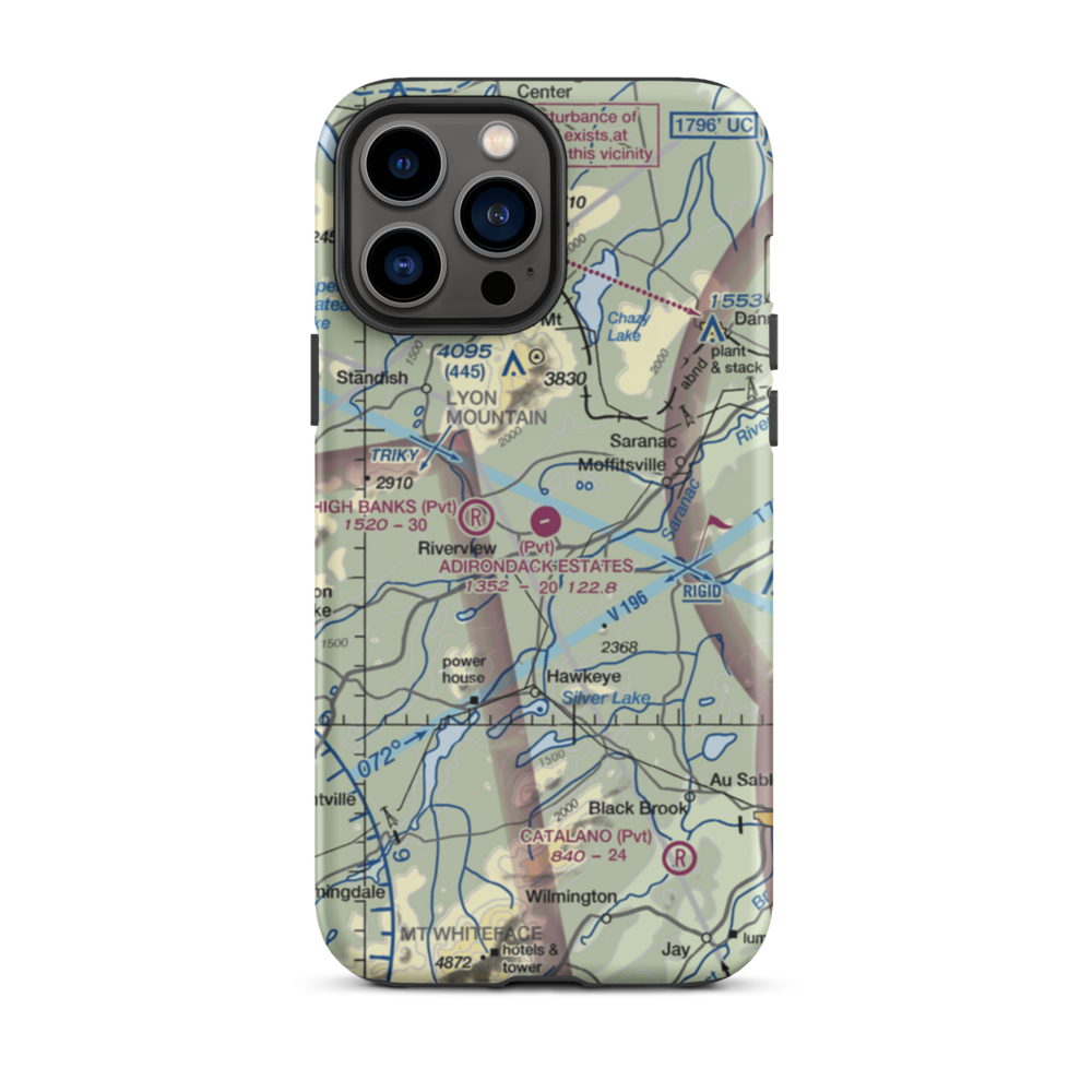 Adirondack Airpark Estates Airport (NY17) VFR Sectional  Tough iPhone Case iPhone 13 Pro Max model shown