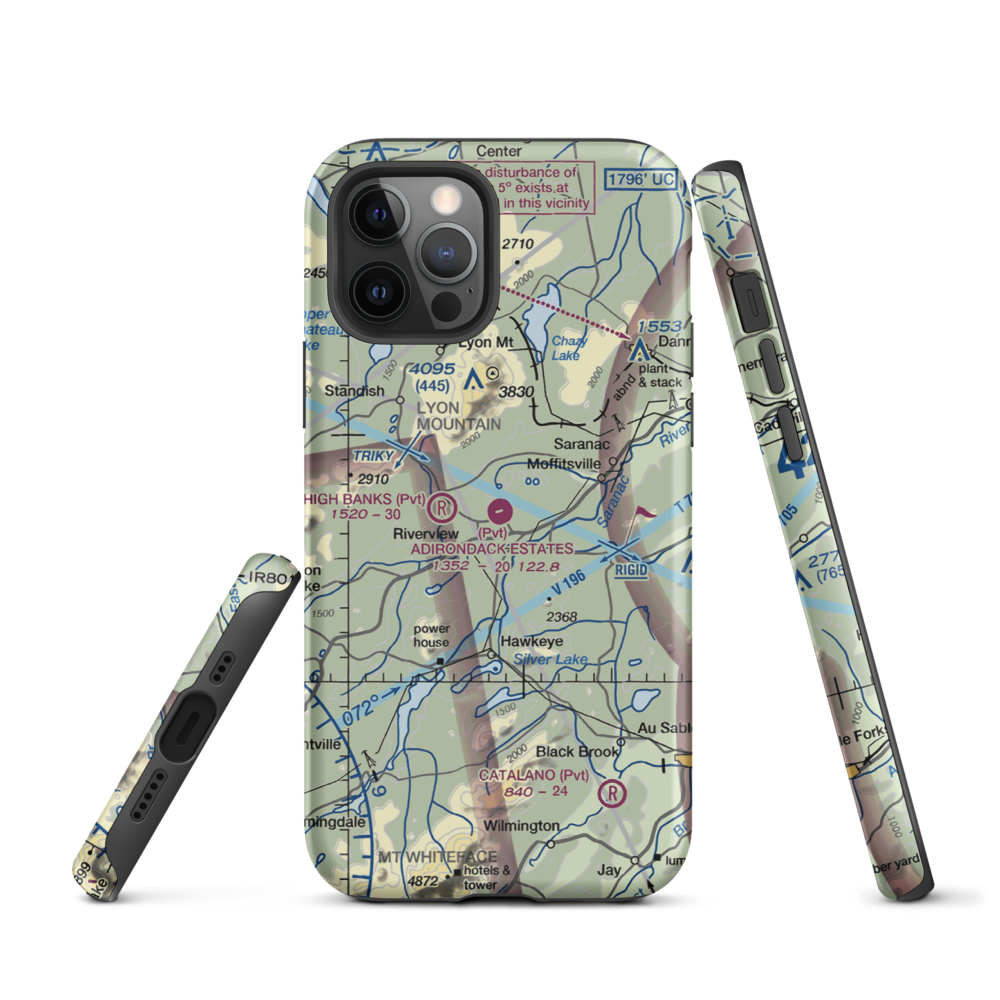 Adirondack Airpark Estates Airport (NY17) VFR Sectional  Tough iPhone Case iPhone 12 Pro model shown