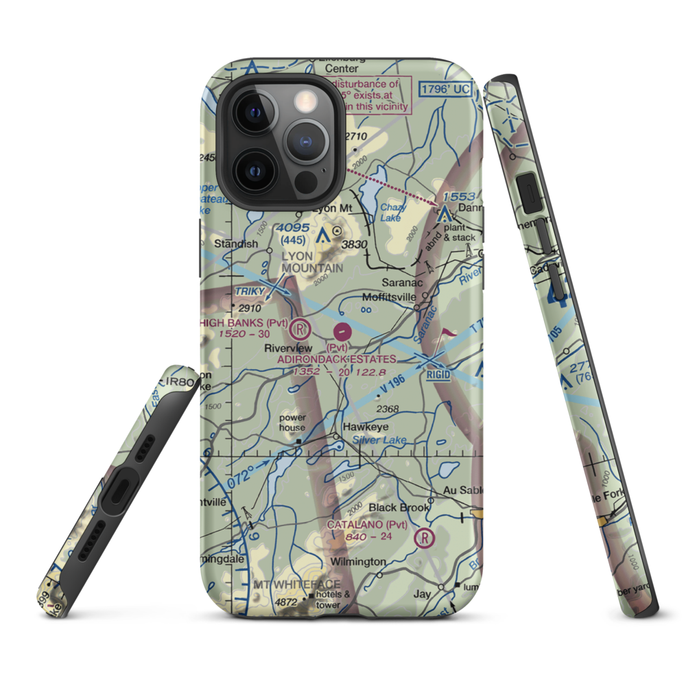 Adirondack Airpark Estates Airport (NY17) VFR Sectional  Tough iPhone Case iPhone 12 Pro Max model shown