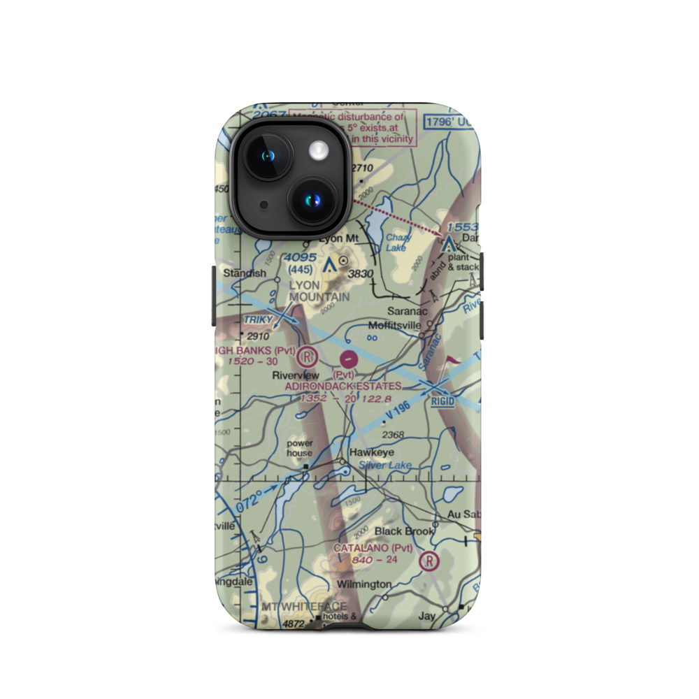 Adirondack Airpark Estates Airport (NY17) VFR Sectional  Tough iPhone Case iPhone 15 model shown