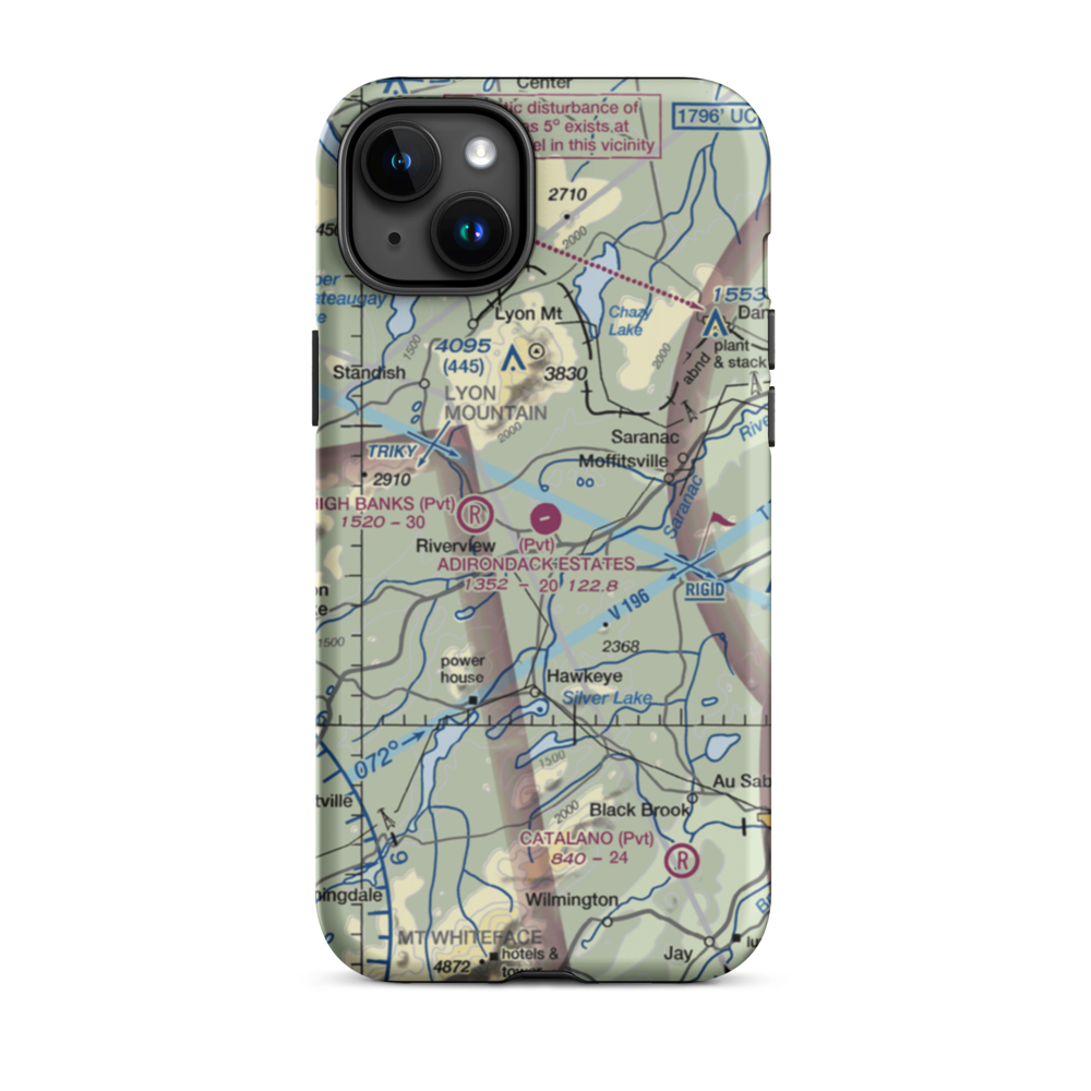 Adirondack Airpark Estates Airport (NY17) VFR Sectional  Tough iPhone Case iPhone 15 Plus model shown