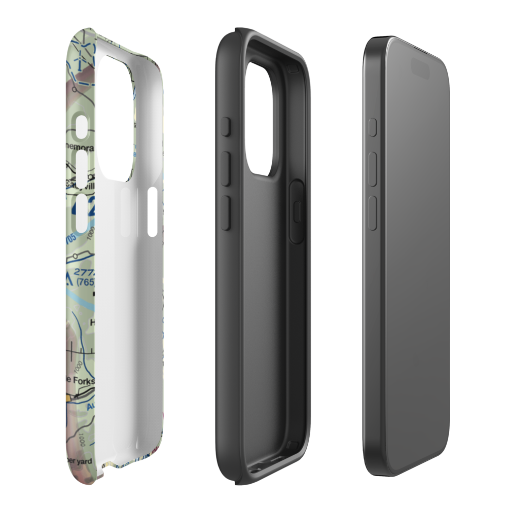 Adirondack Airpark Estates Airport (NY17) VFR Sectional  Tough iPhone Case iPhone 15 Pro model shown