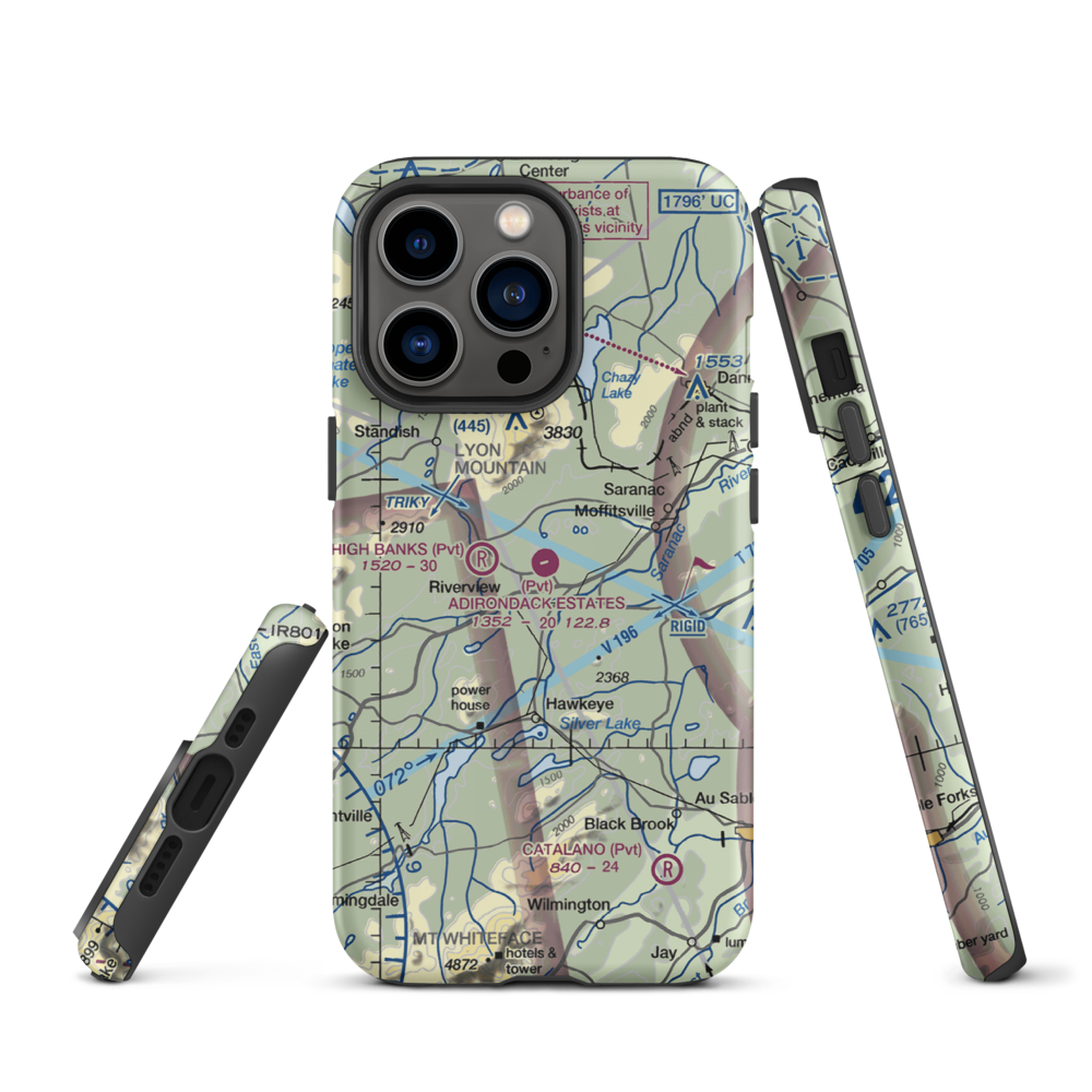 Adirondack Airpark Estates Airport (NY17) VFR Sectional  Tough iPhone Case iPhone 13 Pro model shown