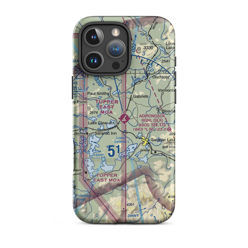 Adirondack Regional Airport (SLK) VFR Sectional  Tough iPhone Case iPhone 16 Pro Max model shown