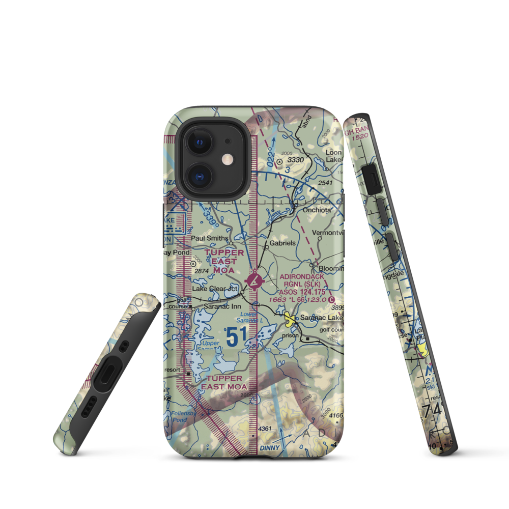 Adirondack Regional Airport (SLK) VFR Sectional  Tough iPhone Case iPhone 12 mini model shown