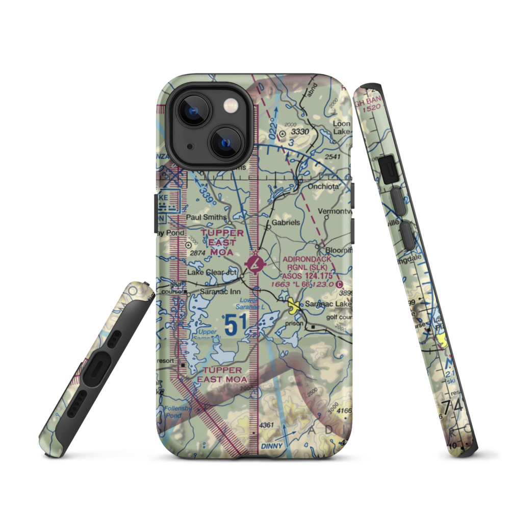 Adirondack Regional Airport (SLK) VFR Sectional  Tough iPhone Case iPhone 13 model shown