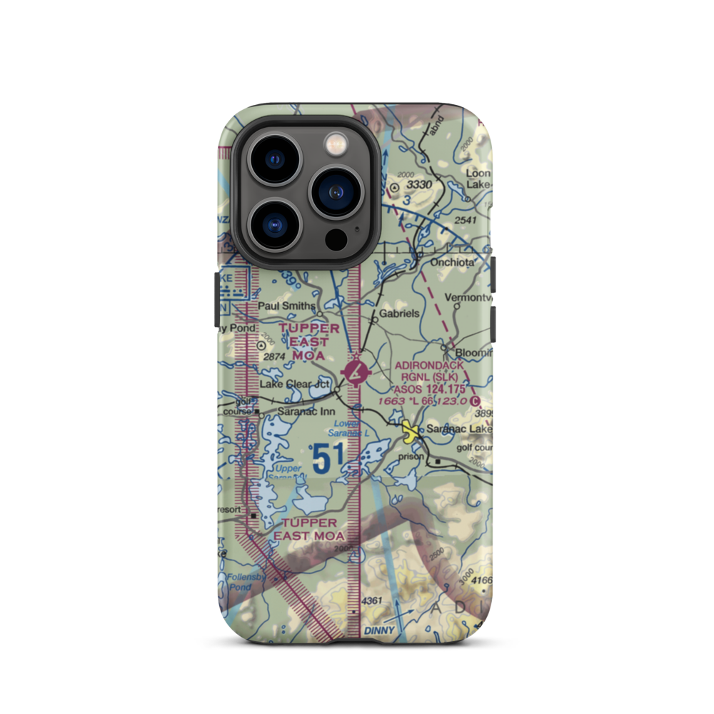 Adirondack Regional Airport (SLK) VFR Sectional  Tough iPhone Case iPhone 13 Pro model shown