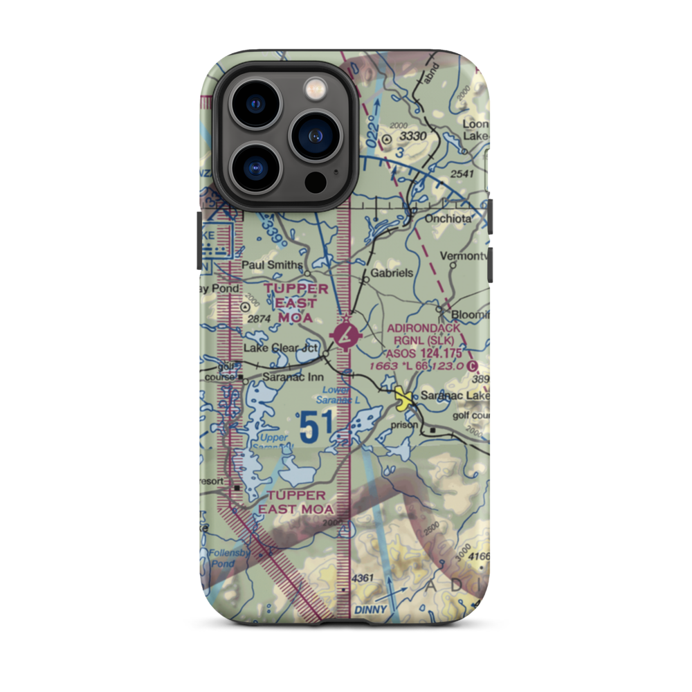 Adirondack Regional Airport (SLK) VFR Sectional  Tough iPhone Case iPhone 13 Pro Max model shown