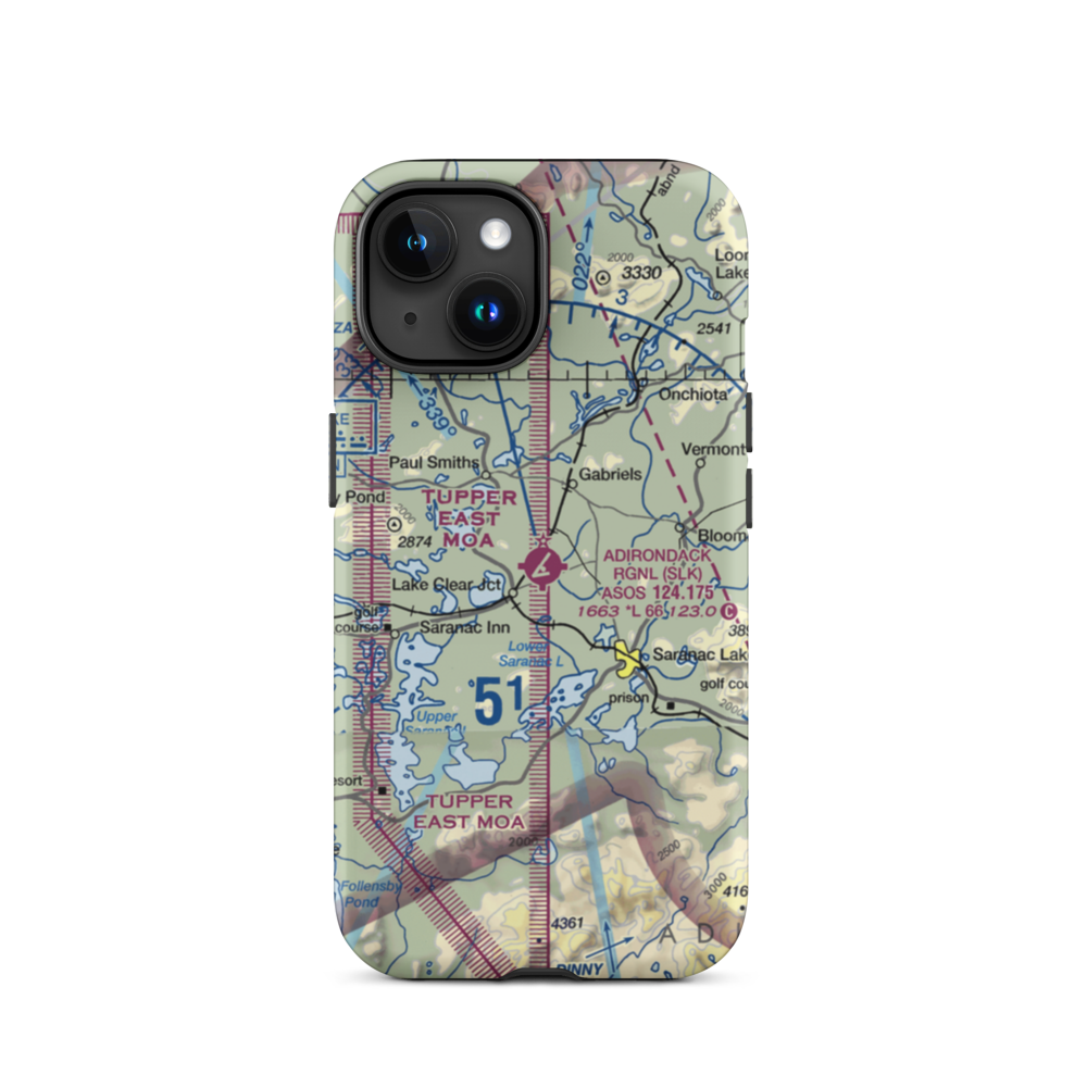 Adirondack Regional Airport (SLK) VFR Sectional  Tough iPhone Case iPhone 15 model shown