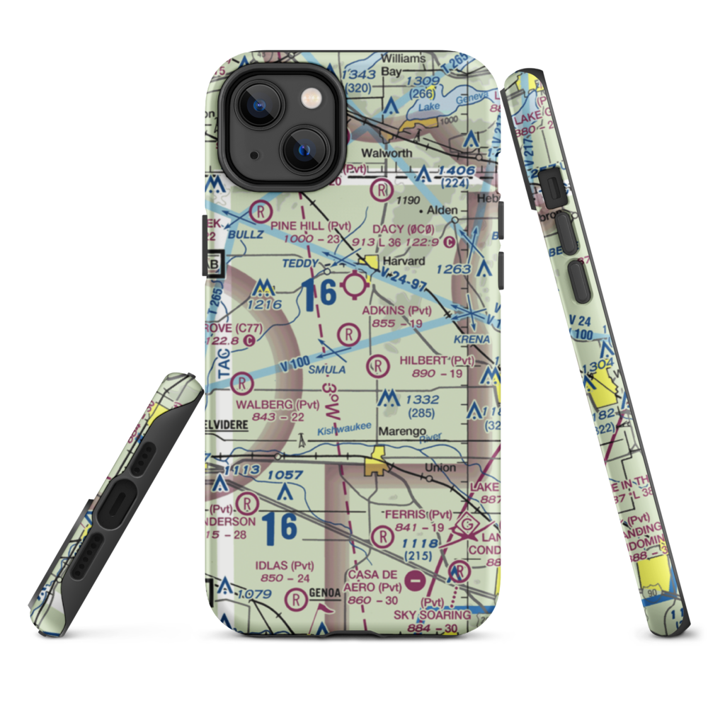 Adkins RLA Restricted Landing Area (8IL0) VFR Sectional  Tough iPhone Case iPhone 14 Plus model shown
