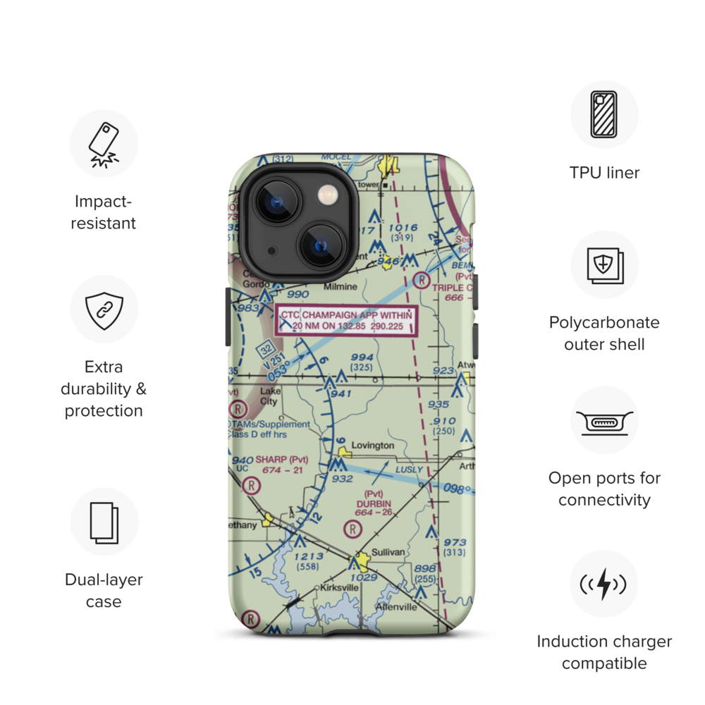 Adkisson Airport (IL32) VFR Sectional  Tough iPhone Case iPhone 13 mini model shown