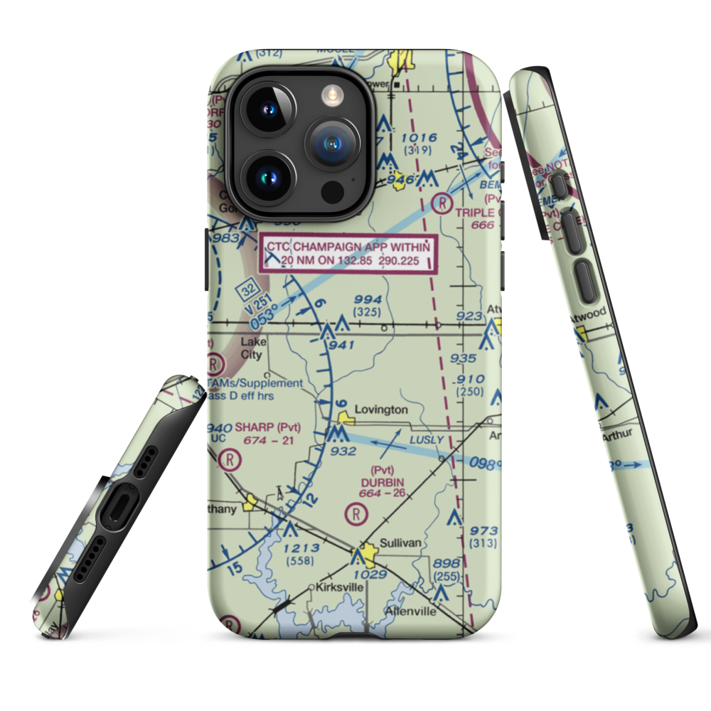 Adkisson Airport (IL32) VFR Sectional  Tough iPhone Case iPhone 15 Pro Max model shown