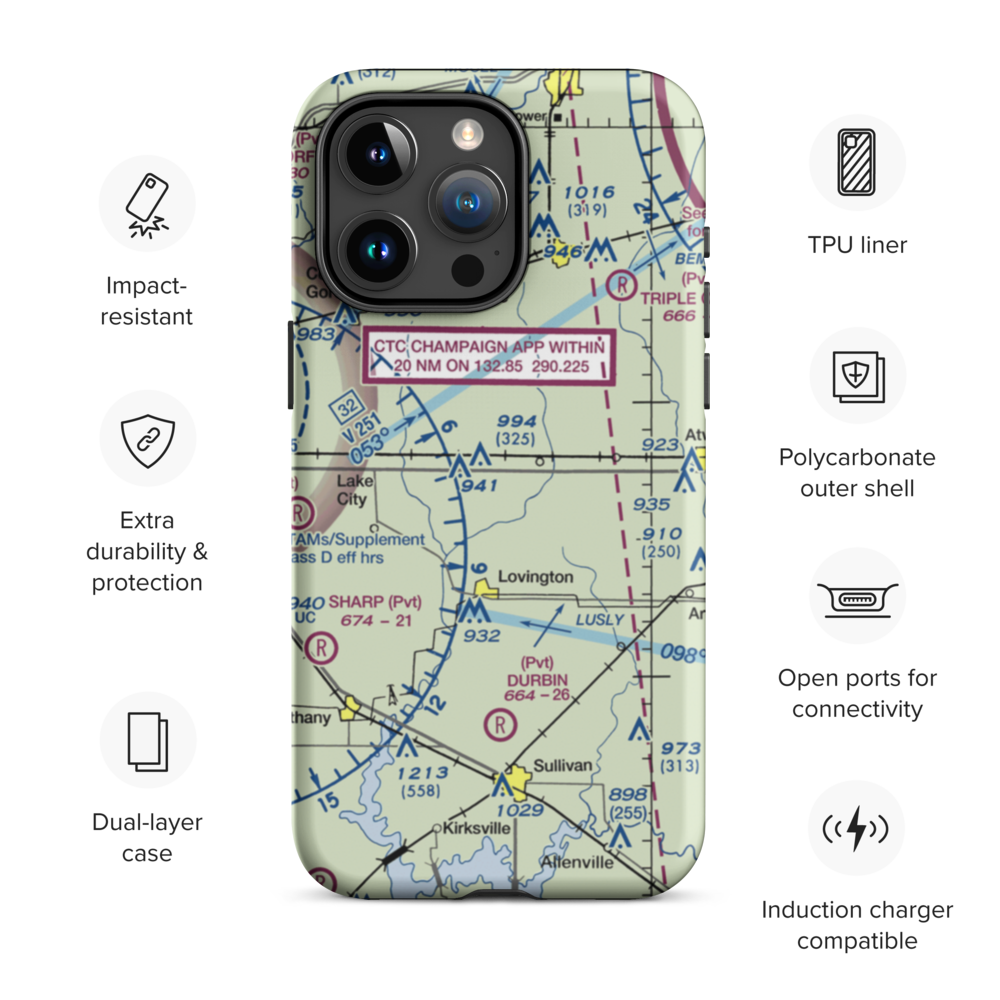 Adkisson Airport (IL32) VFR Sectional  Tough iPhone Case iPhone 15 Pro Max model shown