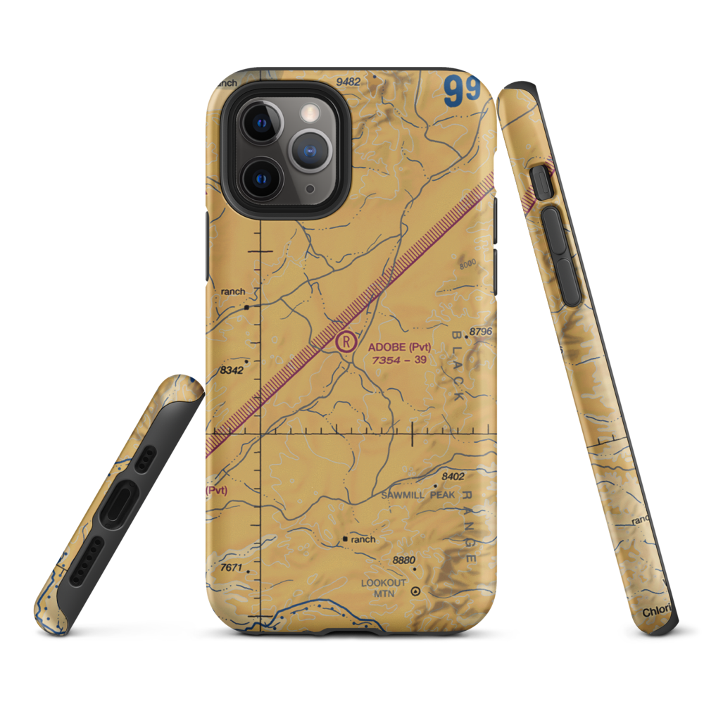 Adobe Ranch Private Airport (NM37) VFR Sectional  Tough iPhone Case iPhone 11 Pro model shown