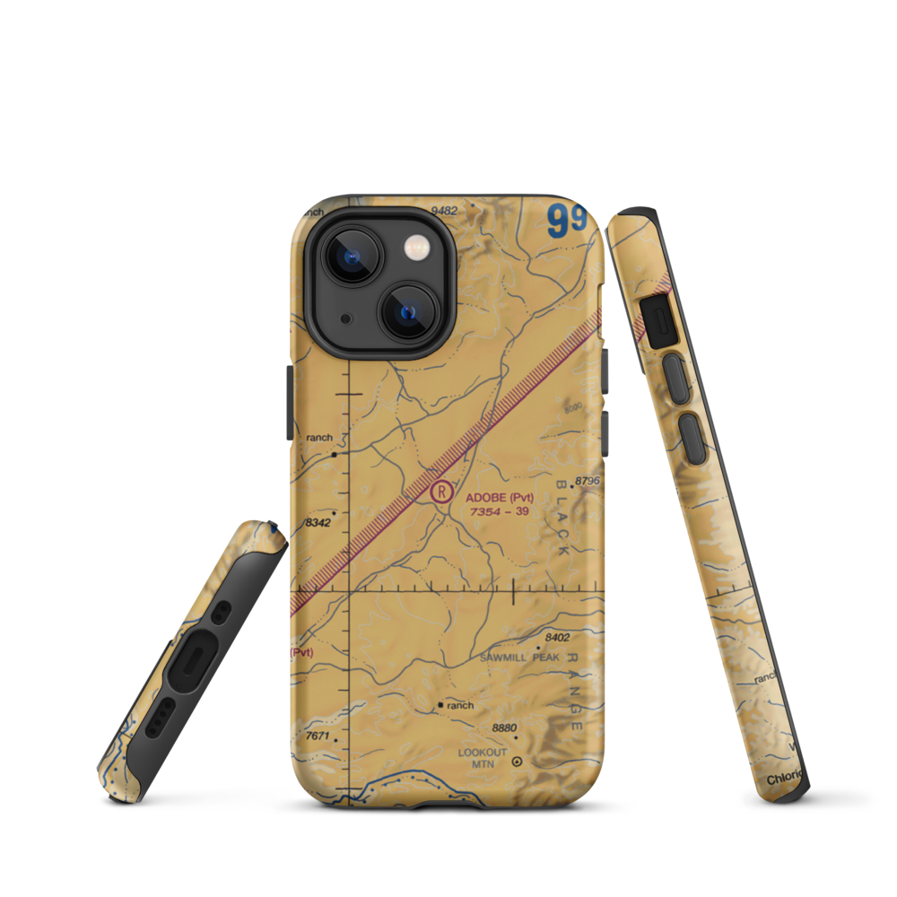 Adobe Ranch Private Airport (NM37) VFR Sectional  Tough iPhone Case iPhone 13 mini model shown