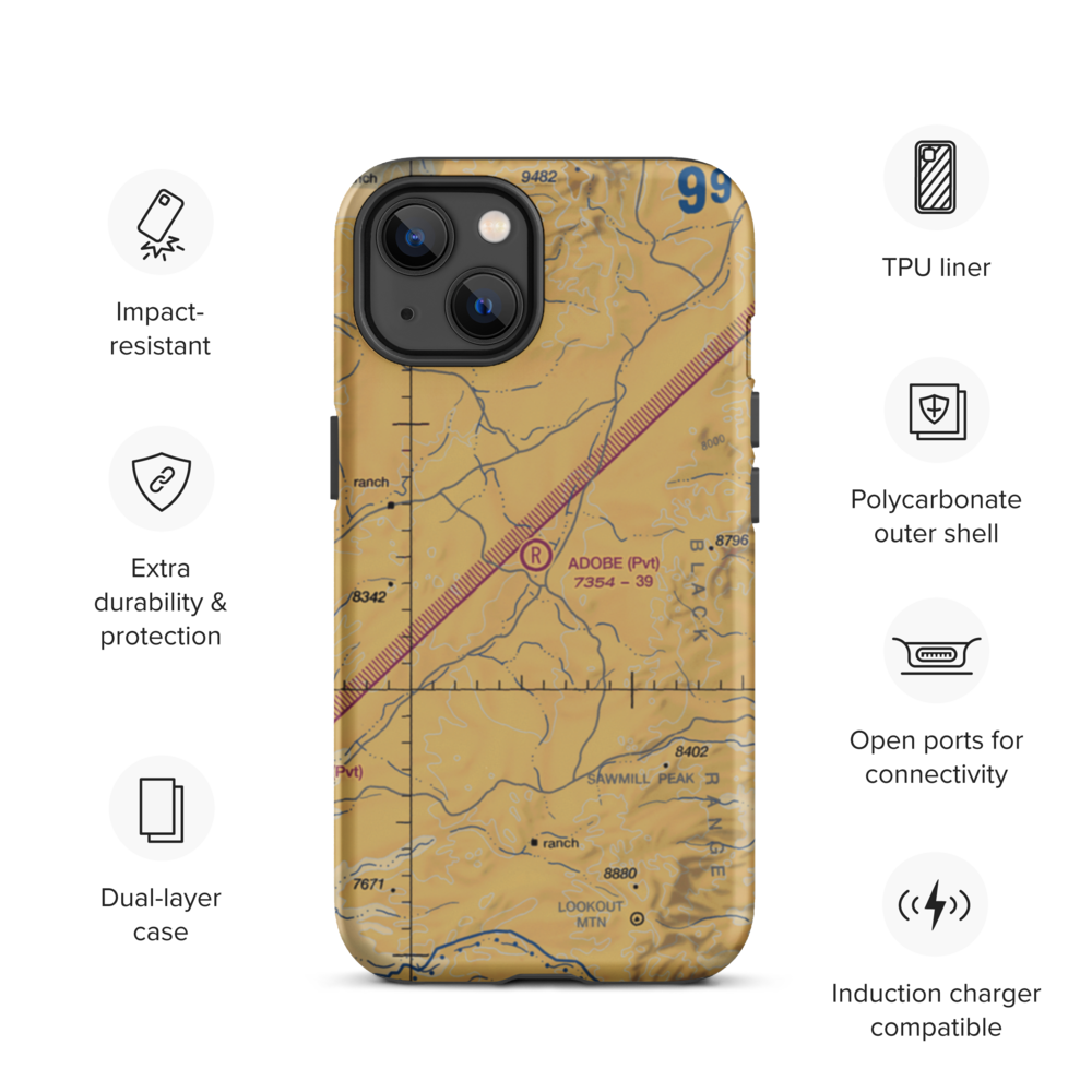 Adobe Ranch Private Airport (NM37) VFR Sectional  Tough iPhone Case iPhone 13 model shown