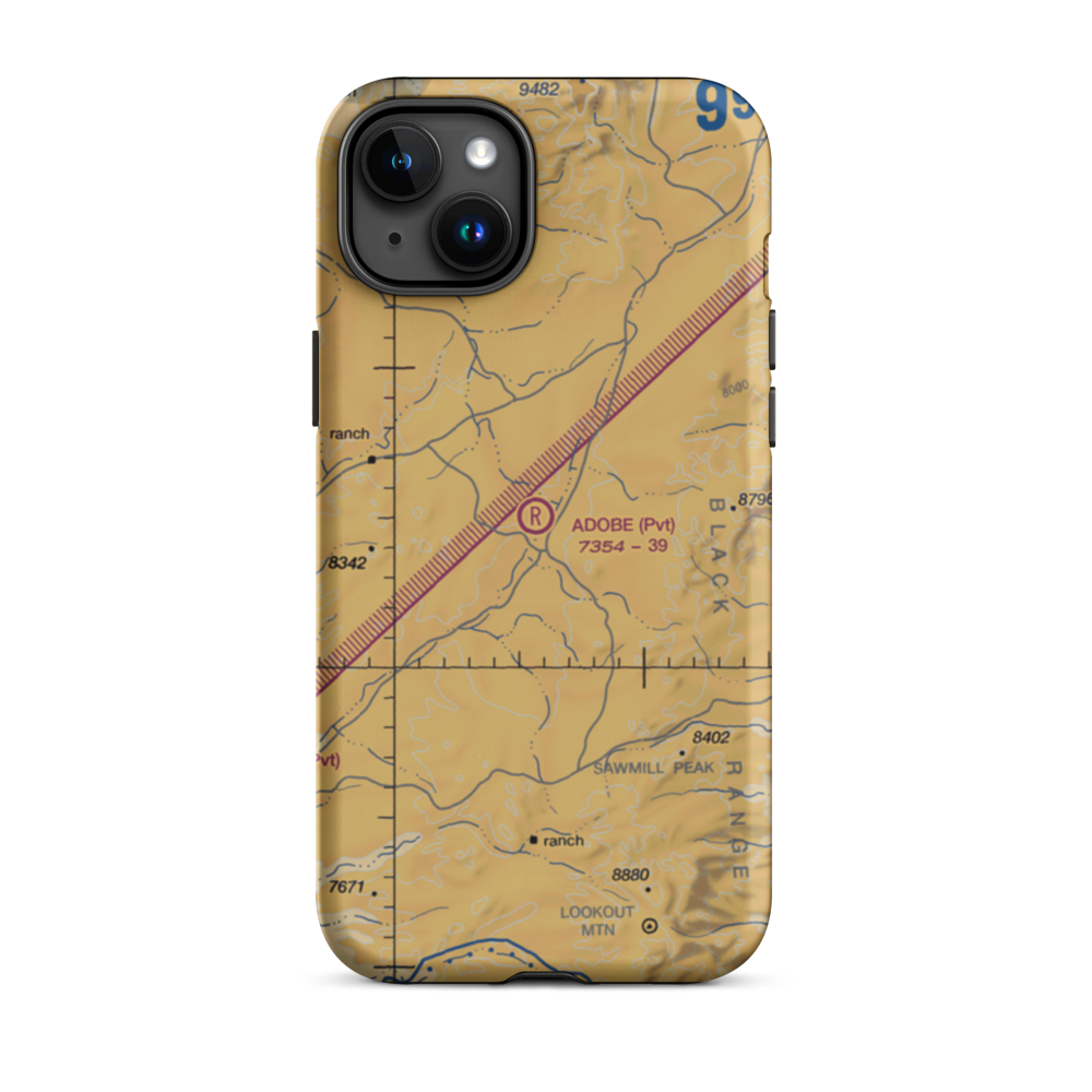 Adobe Ranch Private Airport (NM37) VFR Sectional  Tough iPhone Case iPhone 15 Plus model shown