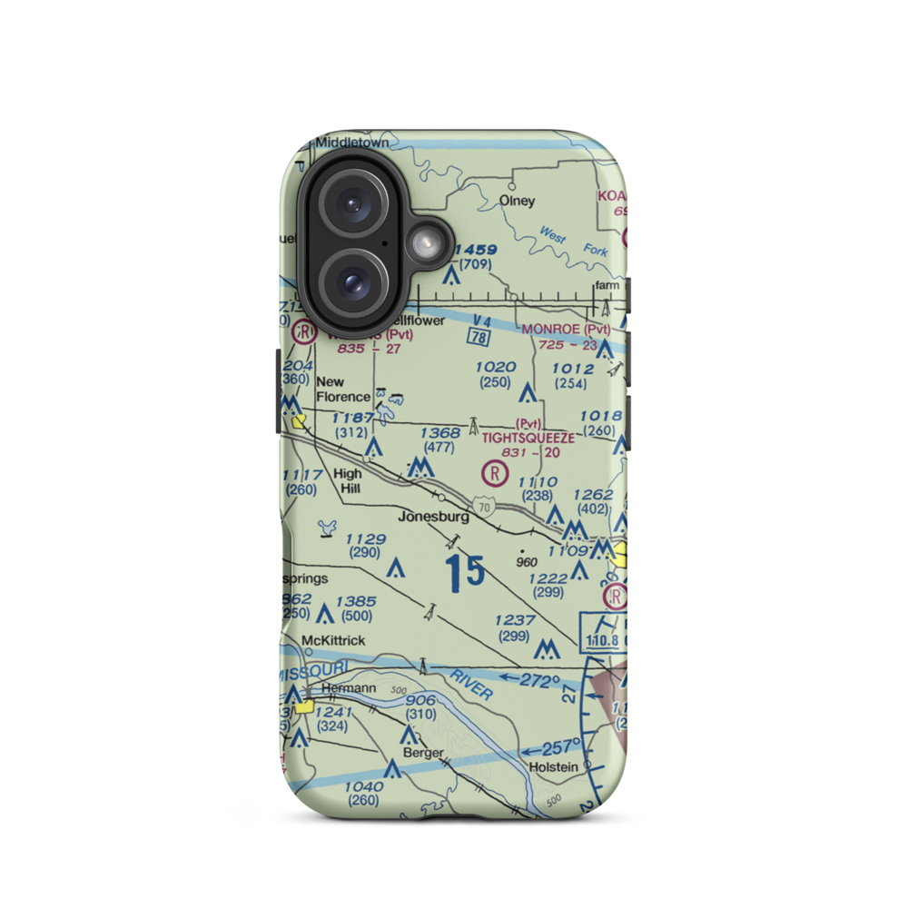 Adventures Aloft Airport (MO07) VFR Sectional  Tough iPhone Case iPhone 12 model shown