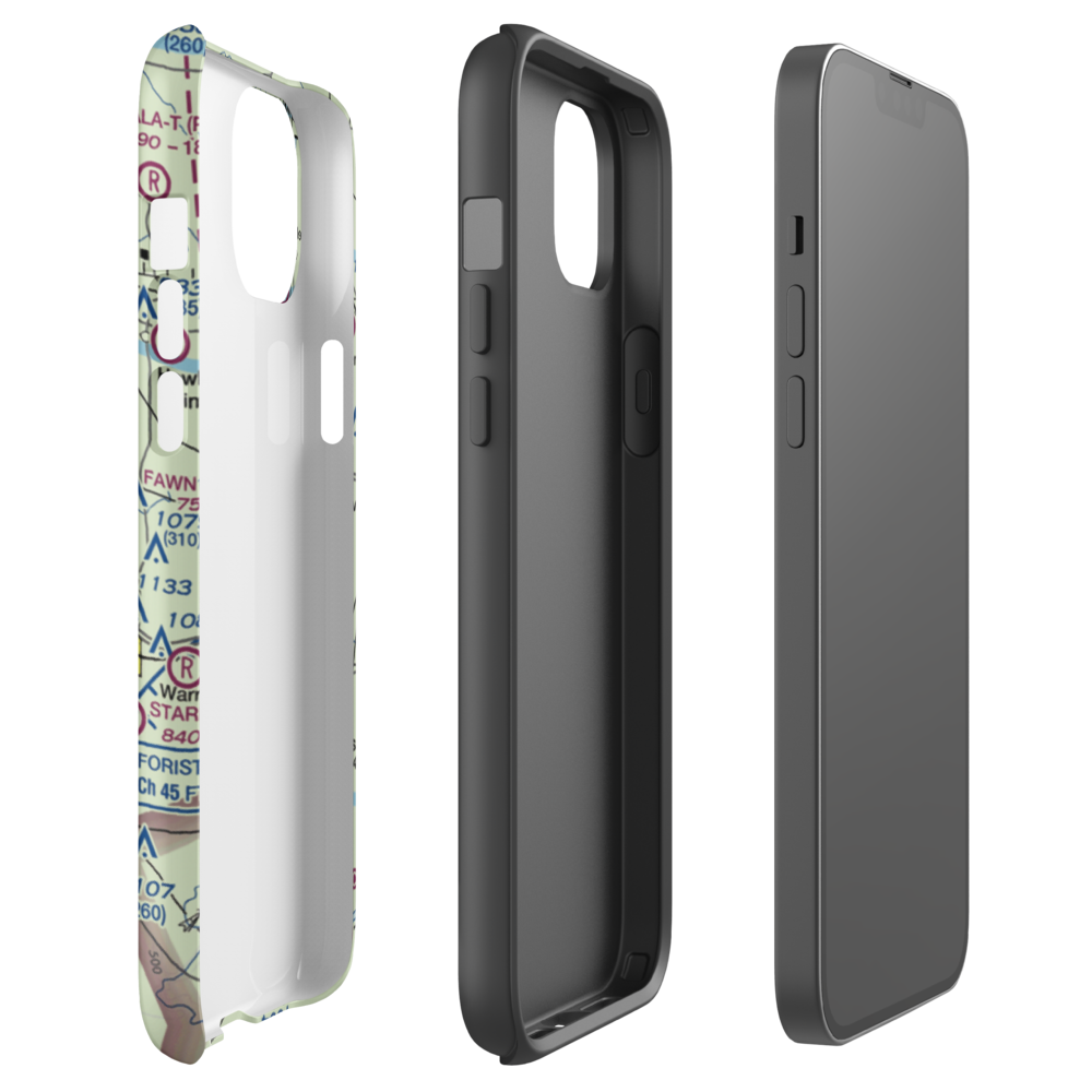 Adventures Aloft Airport (MO07) VFR Sectional  Tough iPhone Case iPhone 14 Plus model shown