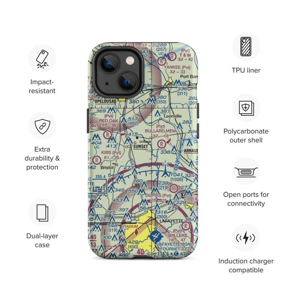 Aeleron Airport (08LS) VFR Sectional  Tough iPhone Case iPhone 14 model shown